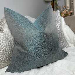 Teal Glamour Cushion Cover Made in Designer Guild Fabric, Sesia Ocean - Double Sided Pillow Cover, Two Toned Shimmering Yarn - thumbnail 1