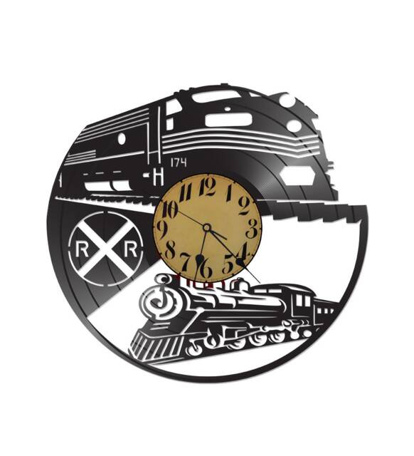 Free Shipping Railroad Train Engineer Themed Vinyl Album Record Clock Made in The > Usa - image 1