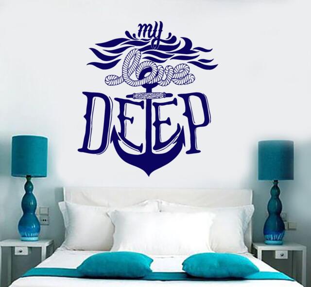 Wall Vinyl Decal Sea Quotes Ship Anchor Maritime Hemp Nautical Beach House Modern Home Decor - #1211Dz - image 1