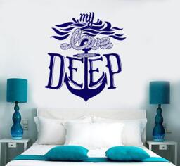Wall Vinyl Decal Sea Quotes Ship Anchor Maritime Hemp Nautical Beach House Modern Home Decor - #1211Dz - thumbnail 1