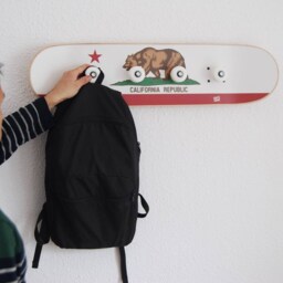 Children's Decoration Skateboard Coat Rack - Wooden Themed Wall Childs Room Organizer- Flag California By Skate-Home - thumbnail 3