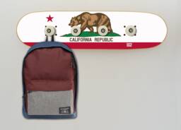 Children's Decoration Skateboard Coat Rack - Wooden Themed Wall Childs Room Organizer- Flag California By Skate-Home - thumbnail 1