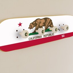 Children's Decoration Skateboard Coat Rack - Wooden Themed Wall Childs Room Organizer- Flag California By Skate-Home - thumbnail 2