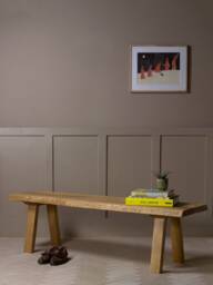 Konk ??? Waney-st??ng Bench [Wooden Legs] Bespoke Sizes Available Live Edge Oak Modern Seat, Minimalist Dining, Hallway Seating, Side Table - thumbnail 1