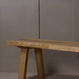 Konk ??? Waney-st??ng Bench [Wooden Legs] Bespoke Sizes Available Live Edge Oak Modern Seat, Minimalist Dining, Hallway Seating, Side Table - thumbnail 4