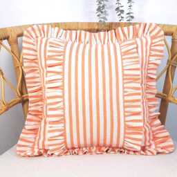 Bohemian Striped Linen Pillow Cover With Frill Edge - thumbnail 3