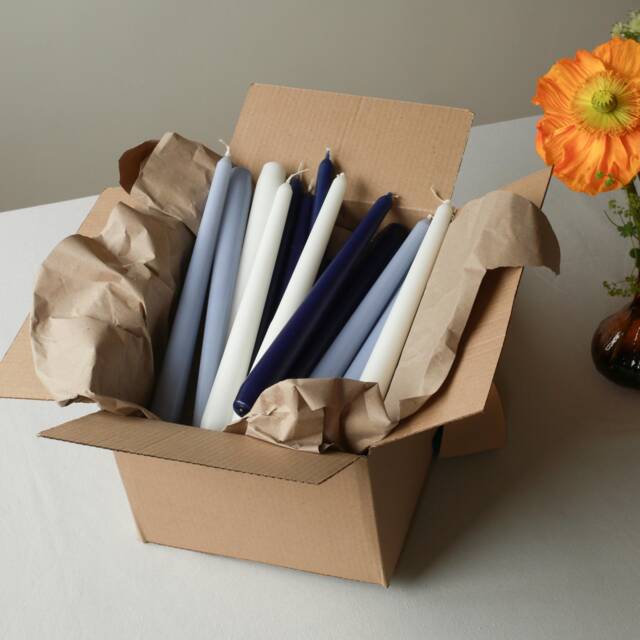 Tall Taper Candles - Wedding Collection Dinner Candle Blue & White Shades Stick Pack Trendy Table - image 1