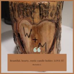 Custom Etched Initials Wood Heart Tealight Or Votive Candle Holder - Personalize Your Burned in 5 Year Anniversary Gift - thumbnail 4