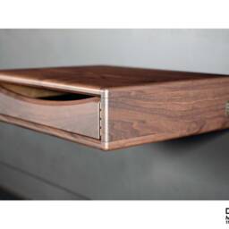 Floating Nightstand With Drawer in Solid American Wlanut & Chestnut, Bedside Table, Modern Nightstand, Wood Shelf - thumbnail 2