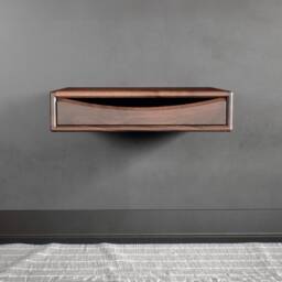 Floating Nightstand With Drawer in Solid American Wlanut & Chestnut, Bedside Table, Modern Nightstand, Wood Shelf - thumbnail 1