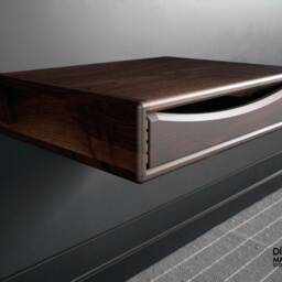 Floating Nightstand With Drawer in Solid American Wlanut & Chestnut, Bedside Table, Modern Nightstand, Wood Shelf - thumbnail 3