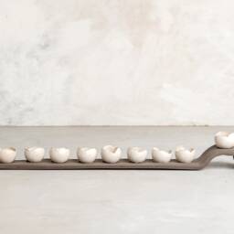 Modern Hanukkah Menorah, Unique Ceramic Hanukia, White Large Candelabras, Jewish Candle Holder, Wedding Gift - thumbnail 2