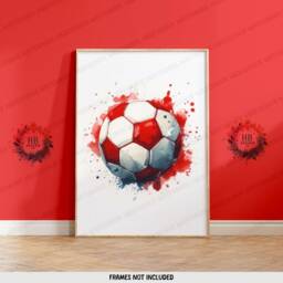 Boys Football Prints - Set Of 3 Posters - Custom Bedroom Decor Kids Wall Art Soccer Artwork Personalised Footballer Gift Red - thumbnail 3