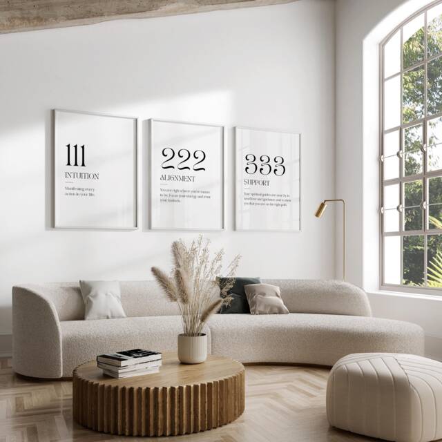 Angel Numbers Print - 111 222 333 Number Poster Minimalist Decor Spiritual Bedroom Wall Art Trendy Prints Affirmation - image 1