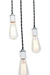 Modern Industrial Porcelain Socket 3 Light Chandelier - thumbnail 2