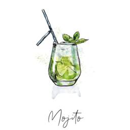Mojito Cocktail Recipe Print Illustrated Bar Cart Wall Art - thumbnail 2