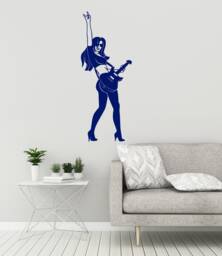 Rock Star Girl Vinyl Wall Decal Music Guitar Guitarist Musical Stickers Mural - #3007Di - thumbnail 1