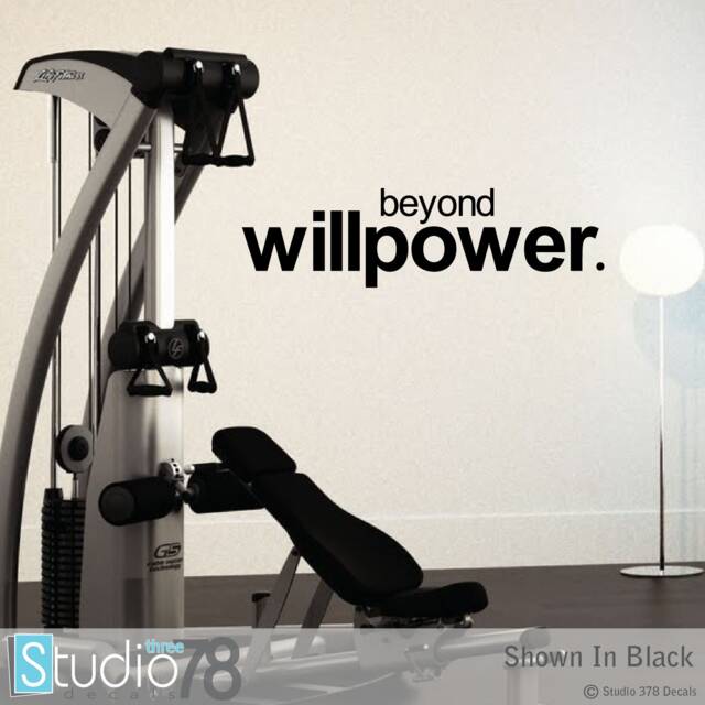 Workout Room Vinyl Decal - Beyond Willpower Quote - 36.5 X 10 - image 1
