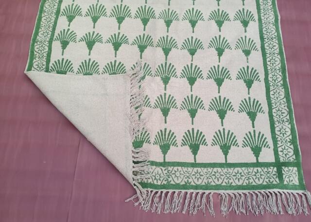 Hand Block Print Cotton Dhurrie Rug Indian Boho Kilim Style - image 1