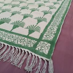 Hand Block Print Cotton Dhurrie Rug Indian Boho Kilim Style - thumbnail 4