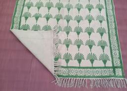 Hand Block Print Cotton Dhurrie Rug Indian Boho Kilim Style - thumbnail 1