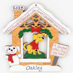 Personalized Spoiled Dog House Christmas Ornament-Wood, Hand Painted, Laser Cut - thumbnail 2