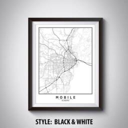 Mobile Alabama Map Art Print Vintage Style Office Decor - thumbnail 2
