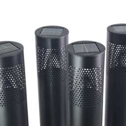 Set Of 4 Solar Post Lights Garden Stake Outdoor Pathway Silver Light Decorative - thumbnail 3
