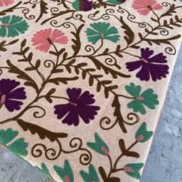 Colorful Velvet Suzani Quilt - Handmade Boho Throw Blanket - thumbnail 4