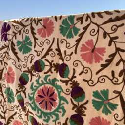 Colorful Velvet Suzani Quilt - Handmade Boho Throw Blanket - thumbnail 2