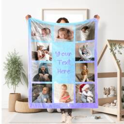 Personalized Baby Photo Blanket Collage, Baby Blanket, Picture With Text, Memorial Birth Gift 1 St Birthday - thumbnail 3