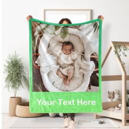 Personalized Baby Photo Blanket Collage, Baby Blanket, Picture With Text, Memorial Birth Gift 1 St Birthday - thumbnail 1
