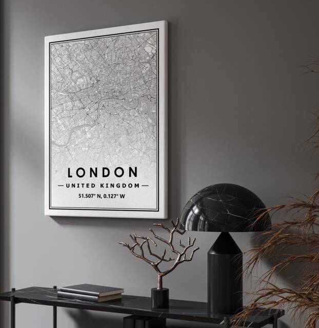 Framed Canvas Map Of Your Choice - Minimal Scandinavian Home Decoration Living Room Bedroom Office - image 1