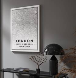 Framed Canvas Map Of Your Choice - Minimal Scandinavian Home Decoration Living Room Bedroom Office - thumbnail 1