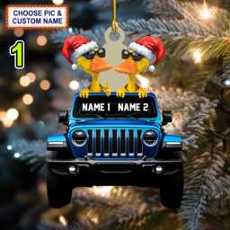 Custom Name Traveling Duck Personalized Ornament, Christmas Tree Hanging Decor, Flat 2D Ornament Acrylic/ Wooden
