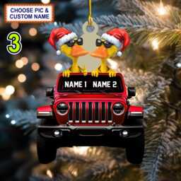 Custom Name Traveling Duck Personalized Ornament, Christmas Tree Hanging Decor, Flat 2D Ornament Acrylic/ Wooden - thumbnail 3