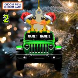 Custom Name Traveling Duck Personalized Ornament, Christmas Tree Hanging Decor, Flat 2D Ornament Acrylic/ Wooden - thumbnail 2