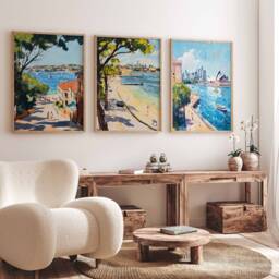 Set Of 3 Sydney Poster, Vintage Art Set, Australia Ocean Beach Wall Art, Australian - thumbnail 2
