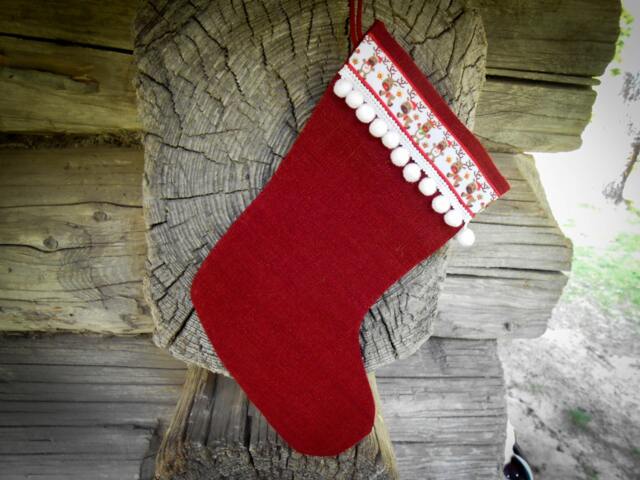 Christmas Stocking Gift Decor Holiday Personalized Burlap Ornament Scandinavian - image 1