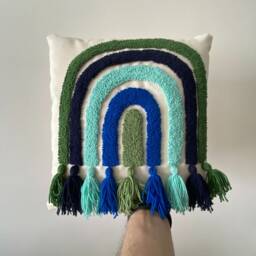 Personalized Rainbow Pillow, Kids Room Decor Idea, Nursery Cushion, Punch Needle Embroidered, Gift For Kids, Custom Throw Pillow - thumbnail 2