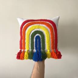 Personalized Rainbow Pillow, Kids Room Decor Idea, Nursery Cushion, Punch Needle Embroidered, Gift For Kids, Custom Throw Pillow - thumbnail 3