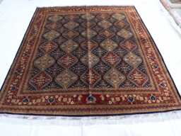 Hand Knotted Afghan Wool Rug Geometric Boho Decor, 8.4x6.7 Ft - thumbnail 1