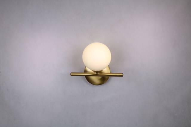 Wall Light - Brass Gold Globe Lamp Vanity Fixture, Sconce Model Ranor Lighting Design # - image 1