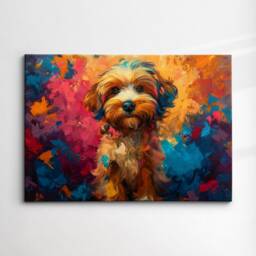 Colorful Cockapoo Dog Pet Abstract Modern Oil Painting Wall Art, Framed Canvas Poster Print, Home Kitchen Office Room Decor, Gifts - thumbnail 3