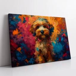 Colorful Cockapoo Dog Pet Abstract Modern Oil Painting Wall Art, Framed Canvas Poster Print, Home Kitchen Office Room Decor, Gifts - thumbnail 2