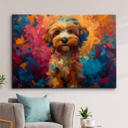 Colorful Cockapoo Dog Pet Abstract Modern Oil Painting Wall Art, Framed Canvas Poster Print, Home Kitchen Office Room Decor, Gifts - thumbnail 1