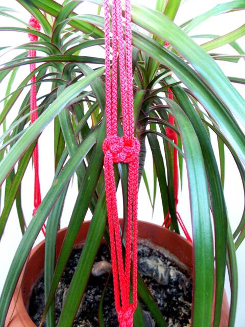 Red Large Macrame Plant Hanger - Macrame Holder 40 Inches Wall Hanging Patterns Indoor Outdoor Planter Pot - image 1