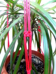 Red Large Macrame Plant Hanger - Macrame Holder 40 Inches Wall Hanging Patterns Indoor Outdoor Planter Pot - thumbnail 1