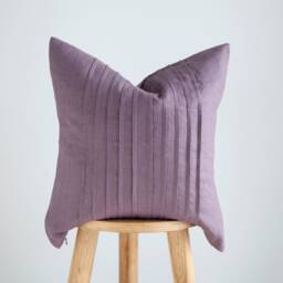 Purple Linen Pillow Cover With Hidden Zipper & Ticking Lines - Decorative Throw Pillowcase, Handmade Accent - thumbnail 2