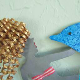 Upcycled Metal Mermaid & Dolphin Wall Art Coastal Beach House Decor - 14x23 - thumbnail 3